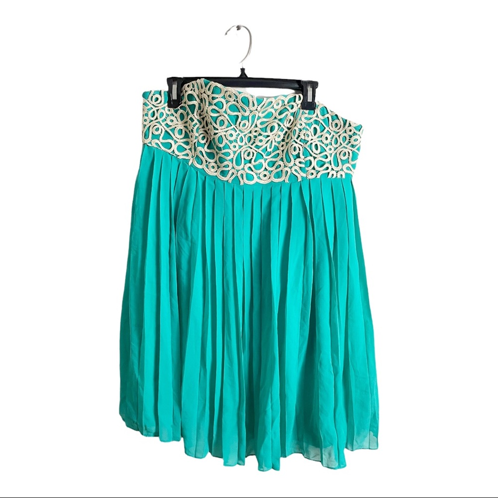 Lilly Pulitzer Strapless Jillie Dress Size 14 Jewel Green Pleated Silk